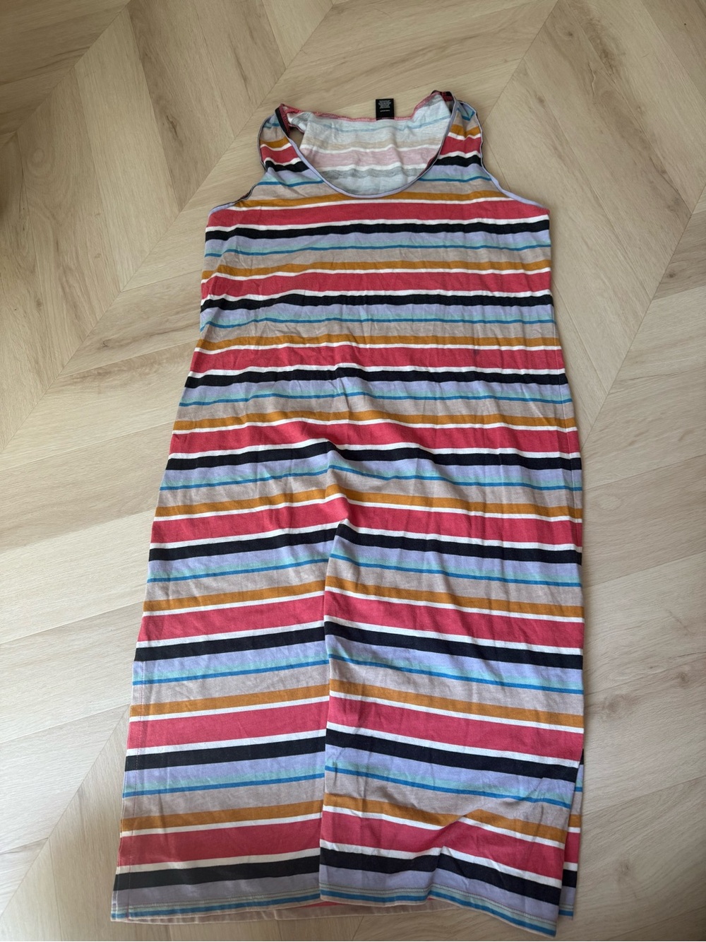 City Streets Striped Midi Dress in Red, Mustard, Navy & Light Blue